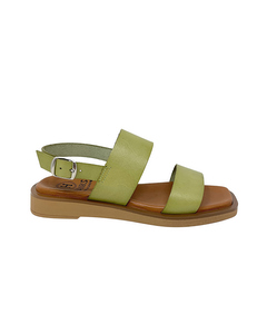 Talasa Green Leather Wedge Sandal With Engraving