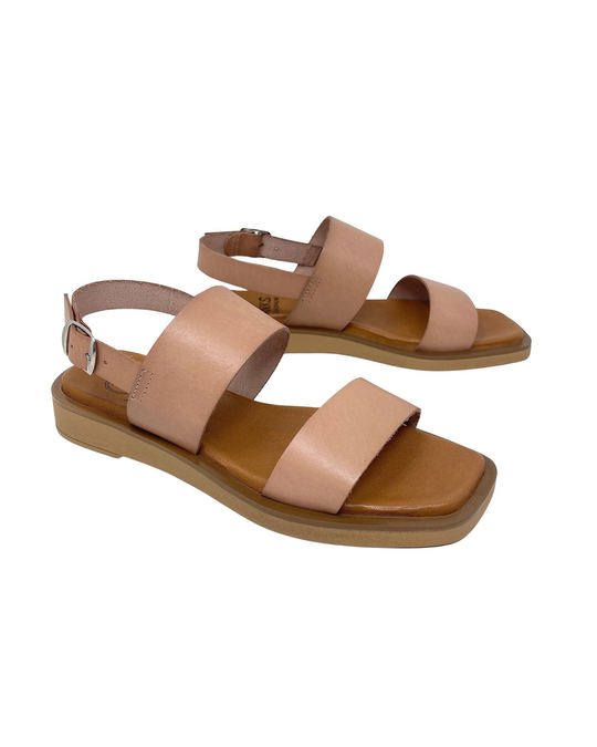 Hanks Talasa Beige Leather Wedge Sandal With Engraving
