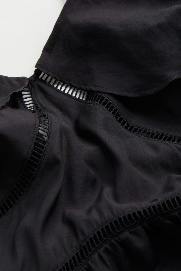 H&M Sleeveless Flounce-trimmed Dress Black