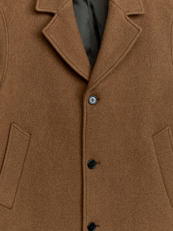 ARKET Single-breasted Wool-blend Coat Brown