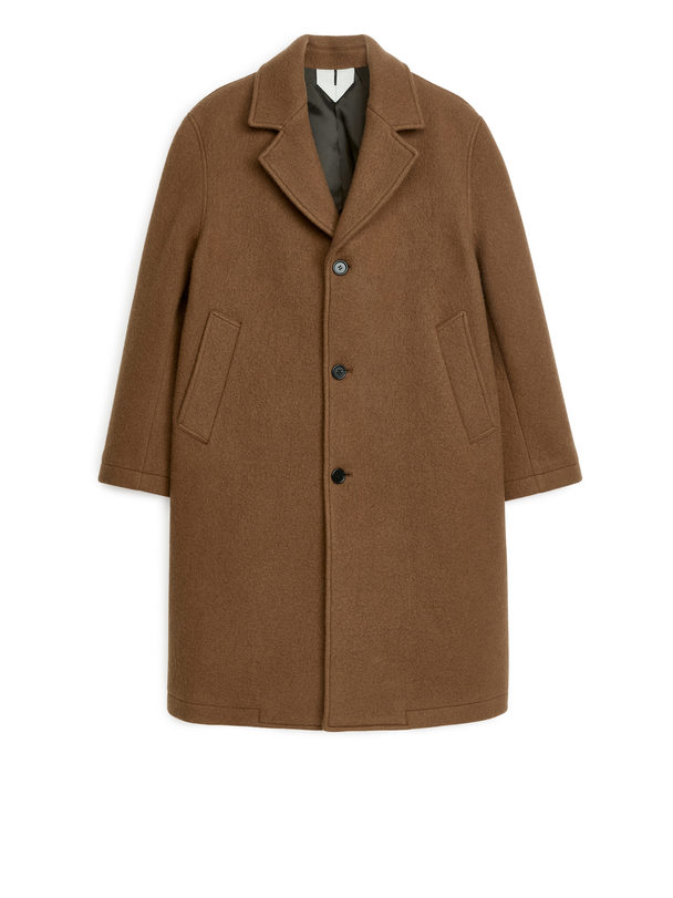 ARKET Single-breasted Wool-blend Coat Brown
