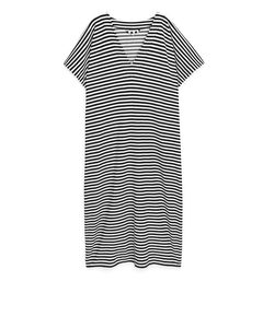 Wide-fit Towelling Dress Black/white