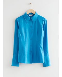 Tætsiddende Silkeskjorte I 90'er-stil Blå