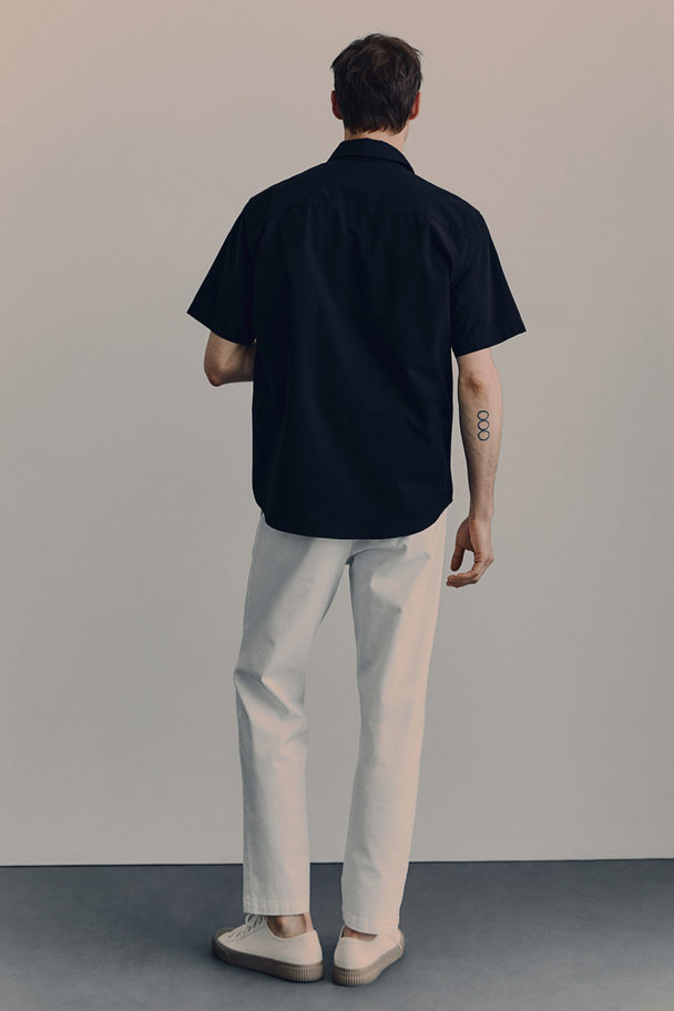 H&M Skjorte Med Korte Ærmer Regular Fit Sort