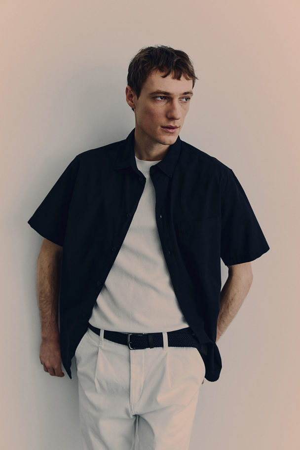 H&M Overhemd Met Korte Mouwen - Regular Fit Zwart