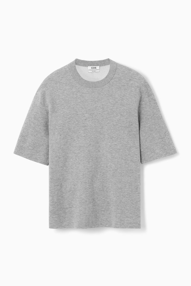 COS Double-faced Knitted T-shirt Grey Mélange