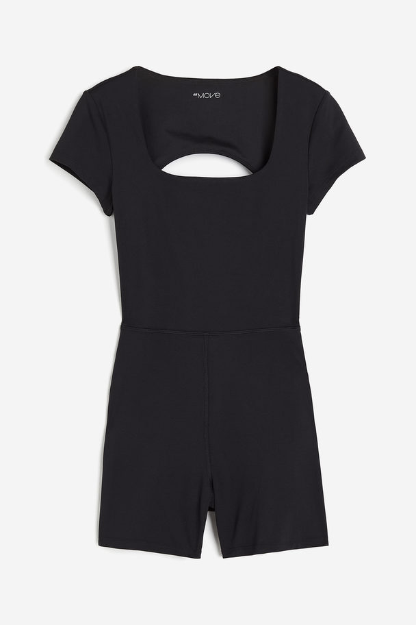 H&M SoftMove™ Sport-Einteiler mit Cut-Out Schwarz