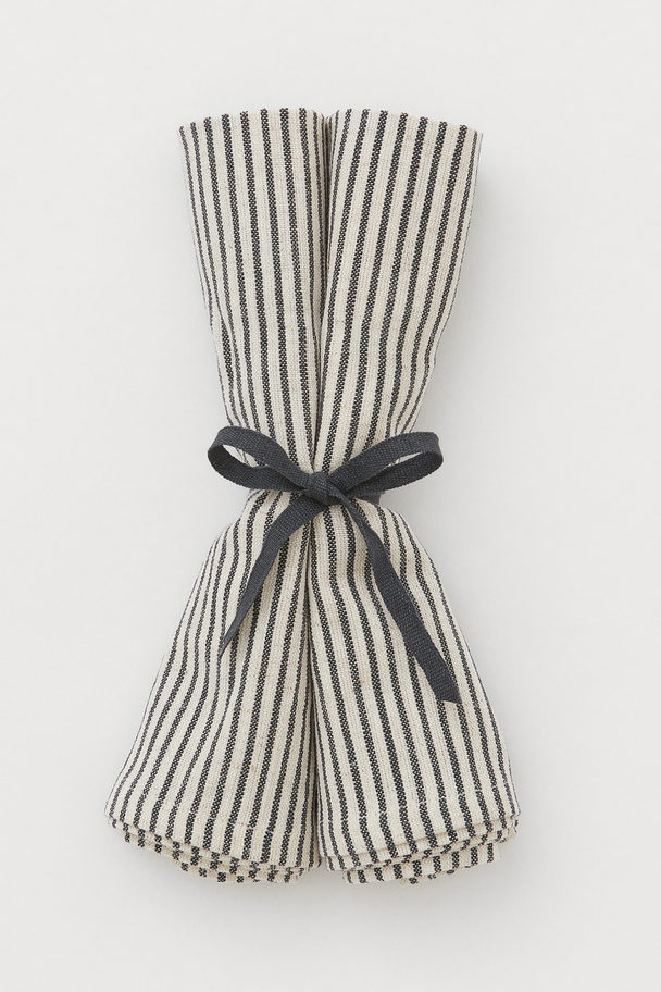 H&M HOME 2-pack Linen-blend Napkins Light Beige/striped