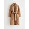 Belted Diamond Quilted Coat Beige