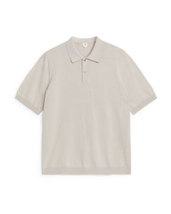 Poloshirt aus Baumwolle und Seide Helles Taupe