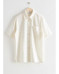 Boxy Button Up Shirt White