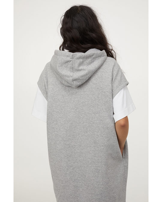 H&M Hooded Sweatshirt Dress Light Grey Marl