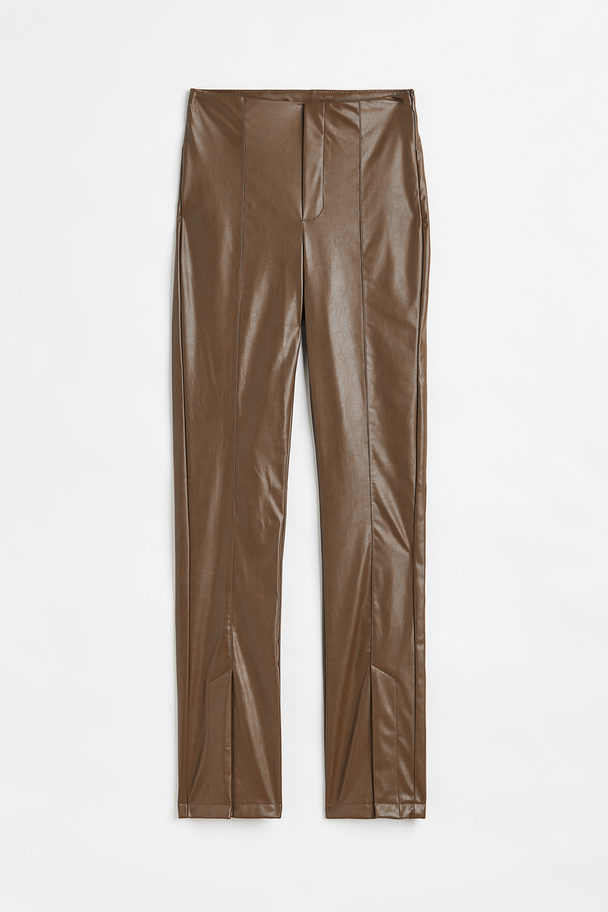 H&M Slit-hem Trousers Brown