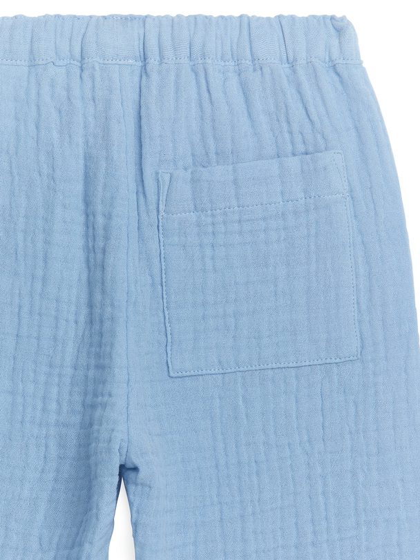 Arket Loose Cotton Muslin Trousers Light Blue