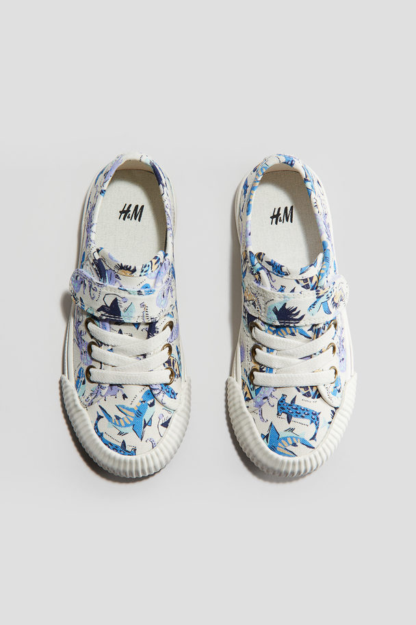 H&M Sneaker aus Baumwollcanvas Weiß/Haie