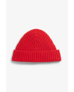 Ribbed Beanie Bright Red