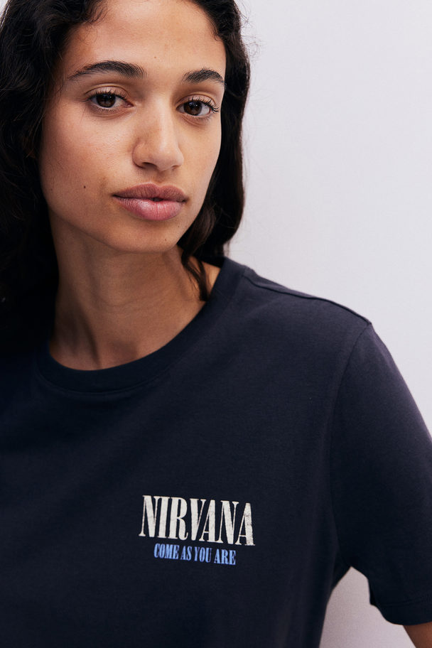 H&M T-shirt With A Motif Dark Grey/nirvana
