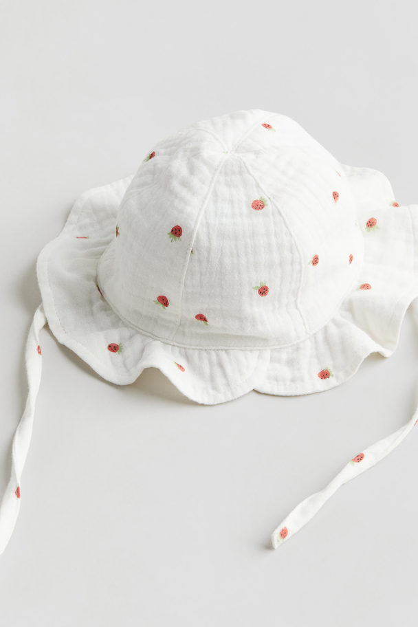 H&M 2-teiliges Musselin-Set mit Musterprint Weiß/Erdbeeren