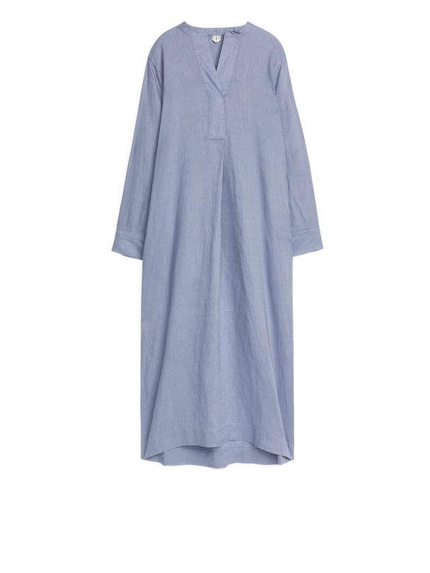 ARKET Linen Tunic Dress Dusty Blue