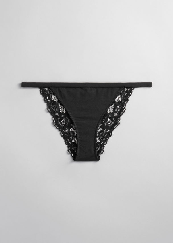 & Other Stories Scalloped Lace Mini Briefs Black