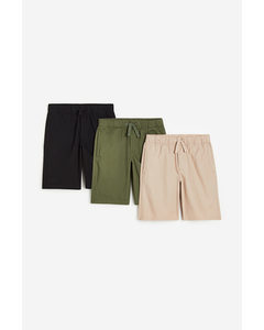 3-pack Pull On-shorts Sort/kakigrønn