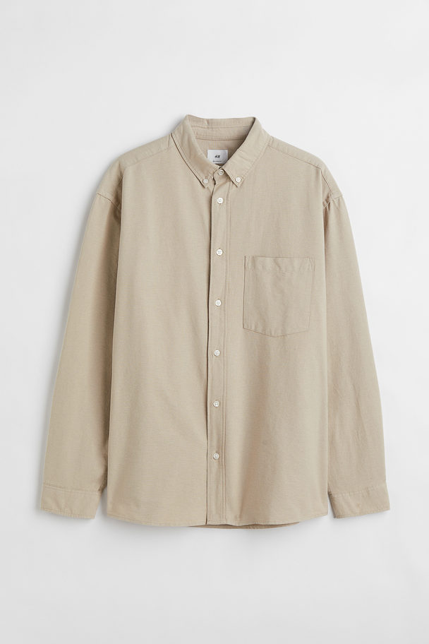 H&M Oxfordhemd Relaxed Fit Beige