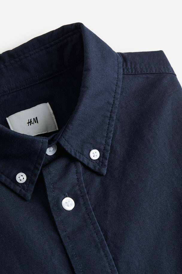 H&M Overhemd Van Oxfordkatoen - Regular Fit Donkerblauw