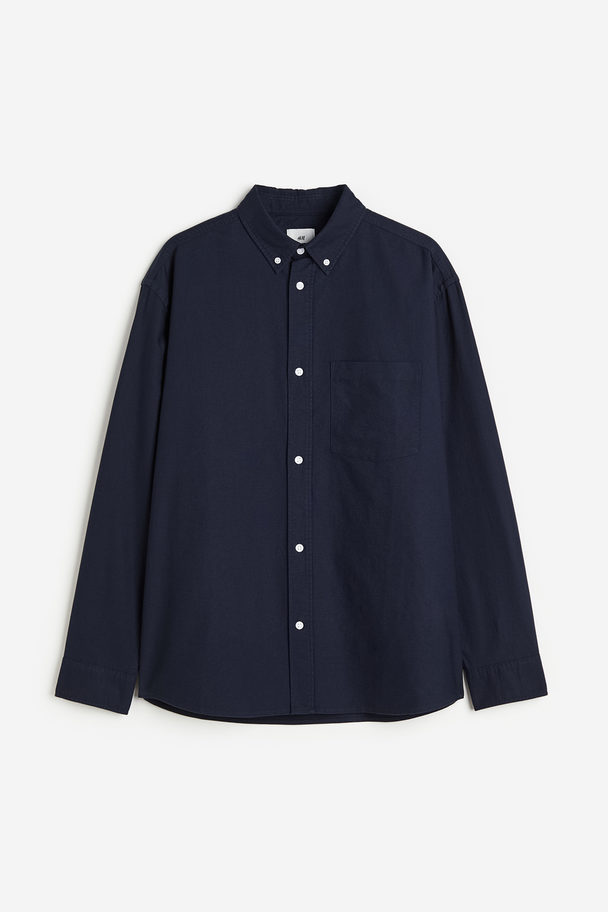 H&M Overhemd Van Oxfordkatoen - Regular Fit Donkerblauw