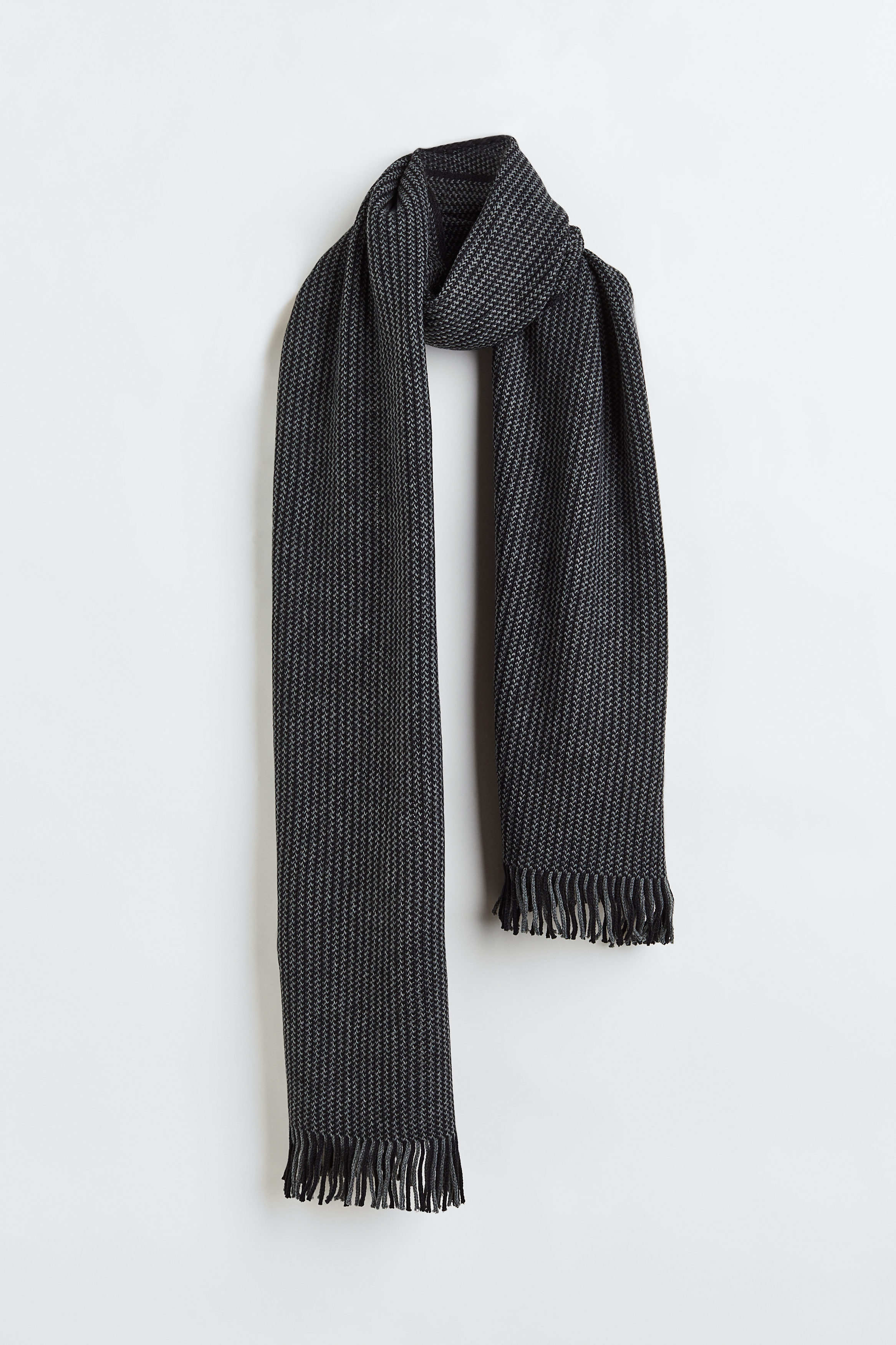 Billede af H&M Ribstrikket Halstørklæde Grå/mønstret, Halstørklæder. Farve: Grey/patterned I størrelse Onesize