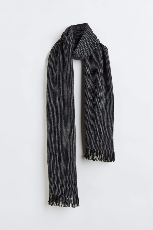 H&M Rib-knit Scarf Grey/patterned