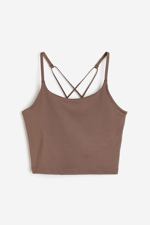 H&M Drymove™ Cropped Sports Vest Top Brown