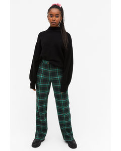 Structured High Waist Trousers Blue/turquoise Checked