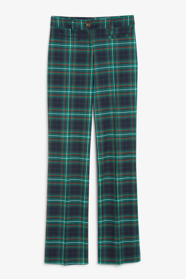 Monki Tailored Blue Checkered Trousers Blue/turquoise Checked
