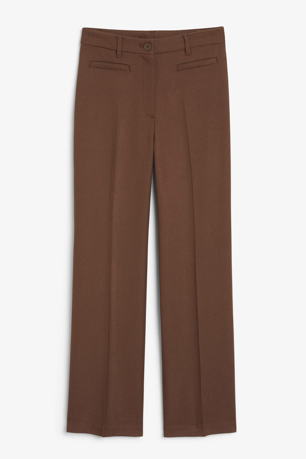 Monki High Waist Tailored Trousers Brown Brown