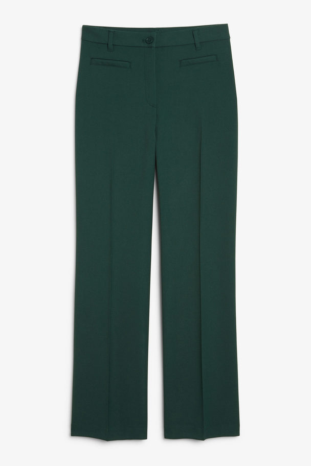 Monki High Waist Tailored Trousers Dark Green