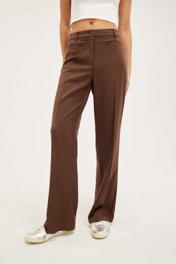 Monki High Waist Tailored Trousers Brown Brown