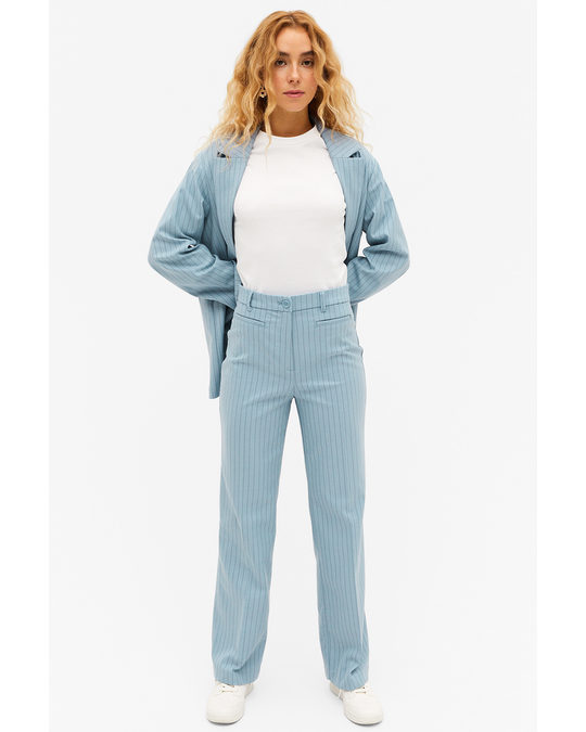 Monki Blue Structured High Waist Trousers Dusty Blue