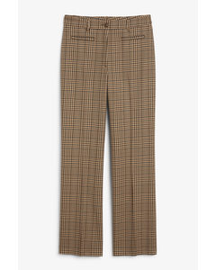 Brown Checkered Tailored Trousers Brown Checks
