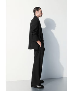 The Pleated Wool Trousers Black