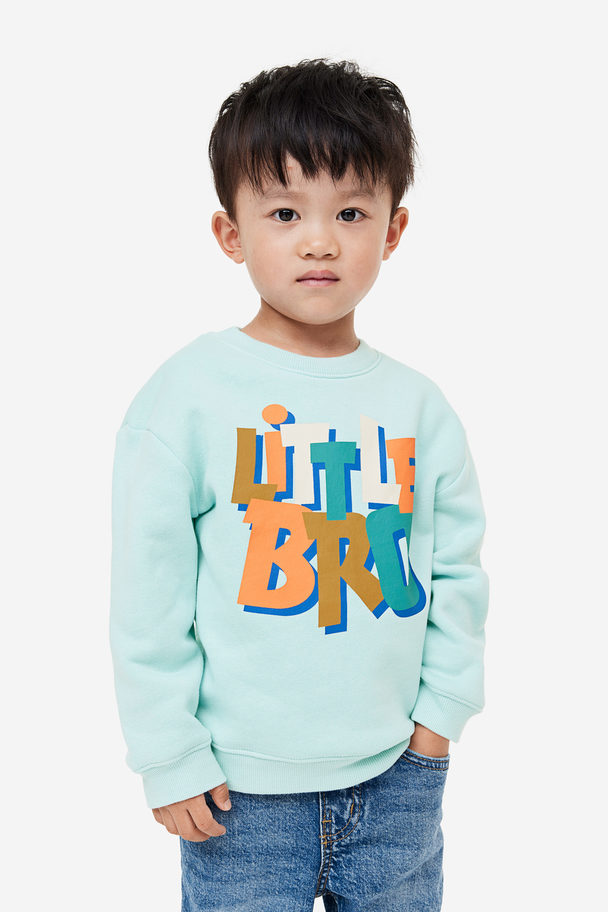 H&M Broertjes/zusjes-sweater Met Print Turkoois/little Bro