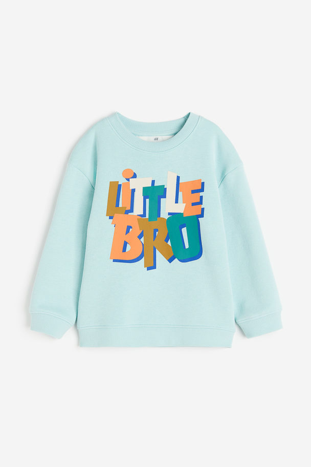 H&M Broertjes/zusjes-sweater Met Print Turkoois/little Bro