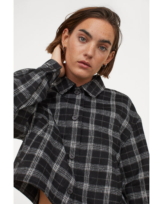 H&M Cropped Jacket Black/white Checked