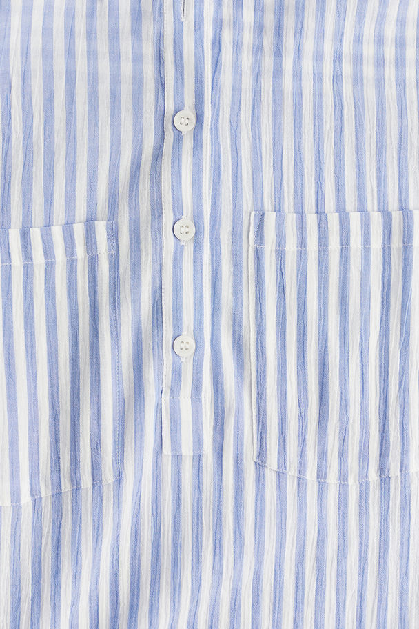 H&M Popover Muslin Shirt Blue/striped