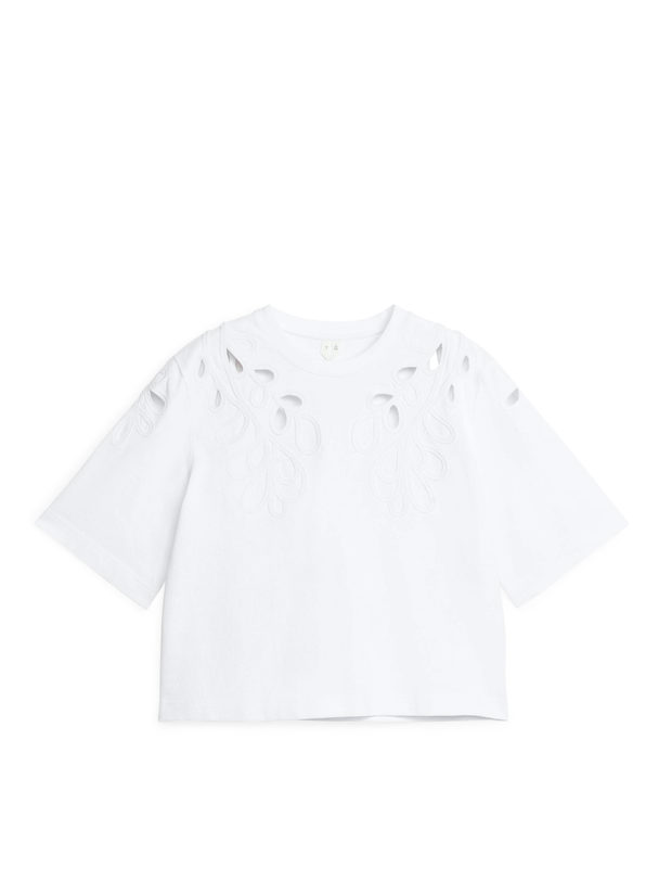 ARKET Besticktes T-Shirt Weiß