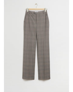 Slim Flared Tailored Trousers Brown Checked