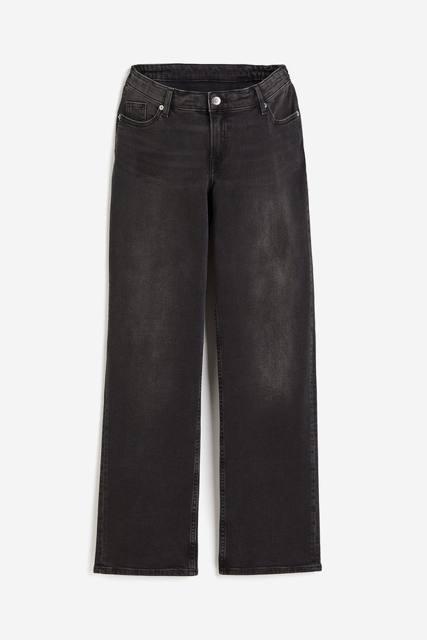 H&M MAMA Before & After Wide Low Jeans Ausgewaschenes Schwarz