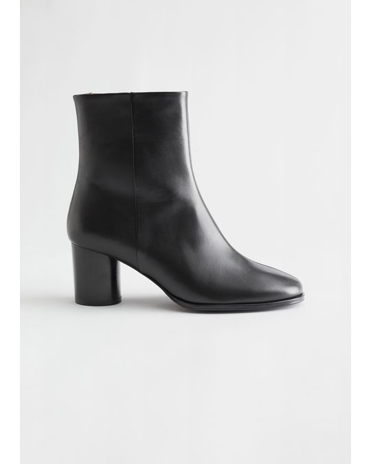 & Other Stories Block Heel Leather Boots Black