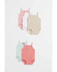 5-pack Sleeveless Bodysuits Light Pink/light Turquoise