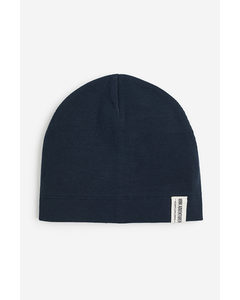 Gerippte Beanie Dunkelblau