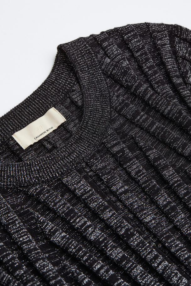H&M Glittery Rib-knit Dress Black/glittery